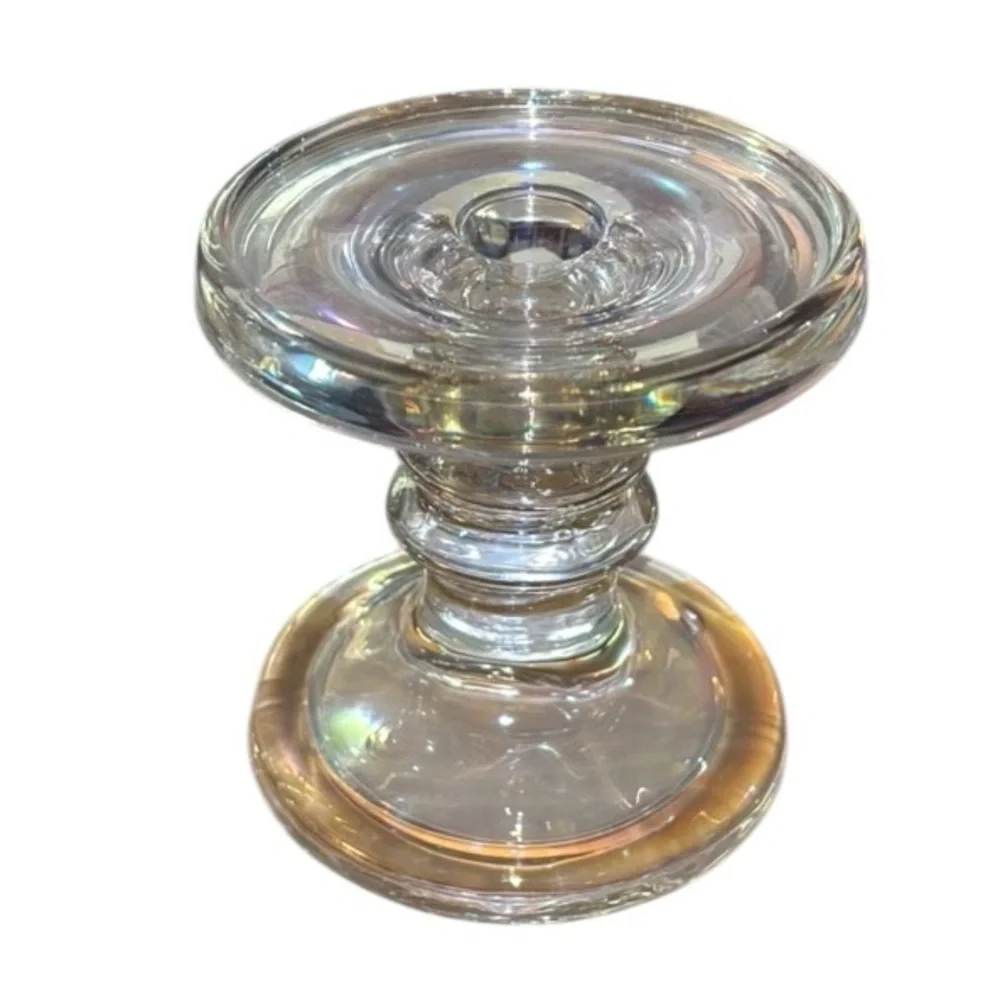 (2) Krosno rainbow Iridescent Candle stick Holder clear